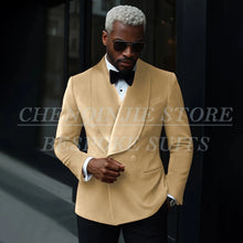 Load image into Gallery viewer, Luxury Men's Suits Velvet Double Breasted Shawl Lapel Slim Fit 2 Piece
