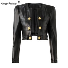 Load image into Gallery viewer, Motor Bike Style Women's Short  Open PU Leather Jacket
