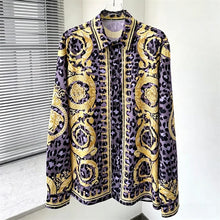 Load image into Gallery viewer, Men's Shirt Black Gold Baroque Medusa Long Sleeve Shirt
