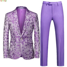 Load image into Gallery viewer, Men's Suit Two Piece, Jacket and Trousers, Jacquard Fabric Fashion Slim Fit Suit,
