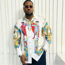 Load image into Gallery viewer, Men's French Long Sleeve Shirt Baroque Pattern High Definition Printed Shirt
