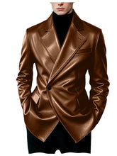 Load image into Gallery viewer, Men's Blazer Slim Fit Faux Leather Suit Jacket

