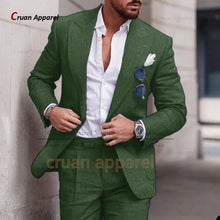 Load image into Gallery viewer, Men's Suit Set For Male Casual Party Fashion Blazer Pants 2Pieces Wedding Groomsman Formal Peaked Lapel Outfits
