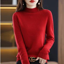 Load image into Gallery viewer, 100% Pure Wool Half-neck Pullover Cashmere Sweater

