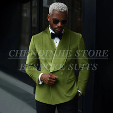 Load image into Gallery viewer, Luxury Men's Suits Velvet Double Breasted Shawl Lapel Slim Fit 2 Piece
