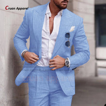 Load image into Gallery viewer, Men's Suit Set For Male Casual Party Fashion Blazer Pants 2Pieces Wedding Groomsman Formal Peaked Lapel Outfits
