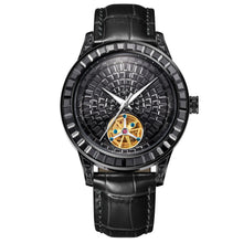 Load image into Gallery viewer, Diamond Face Tourbillon Mechanical Men's Watch Men's Leather Luminous Waterproof Mechanical Watch
