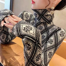Load image into Gallery viewer, Women's Turtleneck Argyle Knit
