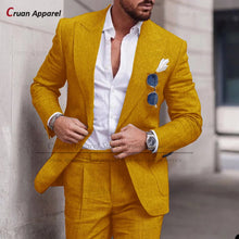 Load image into Gallery viewer, Men's Suit Set For Male Casual Party Fashion Blazer Pants 2Pieces Wedding Groomsman Formal Peaked Lapel Outfits
