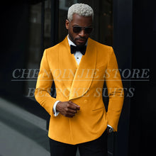 Load image into Gallery viewer, Luxury Men's Suits Velvet Double Breasted Shawl Lapel Slim Fit 2 Piece

