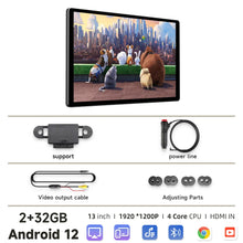 Load image into Gallery viewer, 13" Android 12 Car Headrest Monitor Display IPS Tablet Touch Screen 2K HD For Car Rear Seat Video Music TV Player HDMI Input
