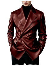 Load image into Gallery viewer, Men's Blazer Slim Fit Faux Leather Suit Jacket
