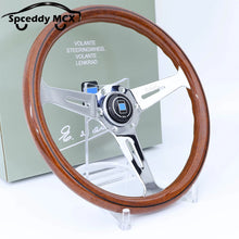 Load image into Gallery viewer, 14inch 350mm Classic Wood Grain Steering Wheel Grade Polished Aircraft Quality Aluminum Car Sports Steering Wheel
