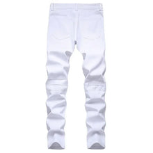 Load image into Gallery viewer, Men's Slim Jeans White Motorcycle Trendy Casual Patchwork Denim Jeans (without belt)
