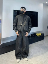 Load image into Gallery viewer, Men's Vintage Denim Jacket Wide Leg Jeans Two Piece Set
