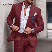 Load image into Gallery viewer, Men's Suit Set For Male Casual Party Fashion Blazer Pants 2Pieces Wedding Groomsman Formal Peaked Lapel Outfits
