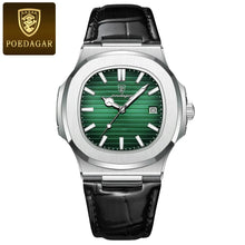 Load image into Gallery viewer, POEDAGAR Top Luxury Square Man Watch Date Waterproof Luminous Men Wristwatch High Quality Leather Men&#39;s Quartz Watch

