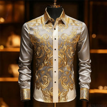 Load image into Gallery viewer, Luxury 3D Printed Long-Sleeve Men's Shirt, Baroque Gold Pattern Slim Fit Dress Shirt
