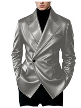 Load image into Gallery viewer, Men's Blazer Slim Fit Faux Leather Suit Jacket
