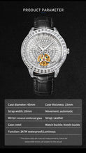 Load image into Gallery viewer, Diamond Face Tourbillon Mechanical Men's Watch Men's Leather Luminous Waterproof Mechanical Watch
