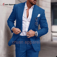 Load image into Gallery viewer, Men's Suit Set For Male Casual Party Fashion Blazer Pants 2Pieces Wedding Groomsman Formal Peaked Lapel Outfits
