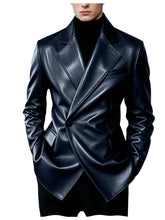 Load image into Gallery viewer, Men's Blazer Slim Fit Faux Leather Suit Jacket
