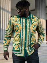 Load image into Gallery viewer, Men's French Long Sleeve Shirt Baroque Pattern High Definition Printed Shirt
