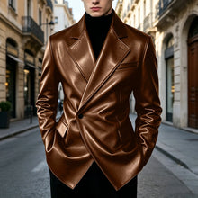 Load image into Gallery viewer, Men's Blazer Slim Fit Faux Leather Suit Jacket
