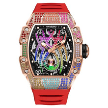 Load image into Gallery viewer, Men&#39;s Automatic Watch Tonneau Luxury Mechanical Wristwatch 5Bar Waterproof Skeleton Crystal Spider Dial &amp; Bezel
