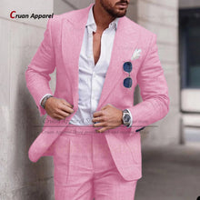 Load image into Gallery viewer, Men's Suit Set For Male Casual Party Fashion Blazer Pants 2Pieces Wedding Groomsman Formal Peaked Lapel Outfits

