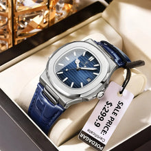 Load image into Gallery viewer, POEDAGAR Top Luxury Square Man Watch Date Waterproof Luminous Men Wristwatch High Quality Leather Men&#39;s Quartz Watch
