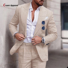 Load image into Gallery viewer, Men's Suit Set For Male Casual Party Fashion Blazer Pants 2Pieces Wedding Groomsman Formal Peaked Lapel Outfits
