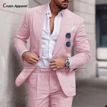 Load image into Gallery viewer, Men's Suit Set For Male Casual Party Fashion Blazer Pants 2Pieces Wedding Groomsman Formal Peaked Lapel Outfits
