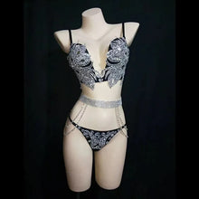 Load image into Gallery viewer, Gold Silver Rhinestones Bikini Set
