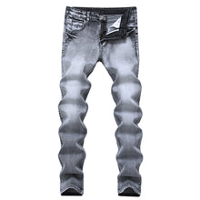 Load image into Gallery viewer, Men's  Casual Light Gray Elastic Cotton Jeans
