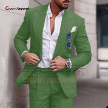 Load image into Gallery viewer, Men's Suit Set For Male Casual Party Fashion Blazer Pants 2Pieces Wedding Groomsman Formal Peaked Lapel Outfits
