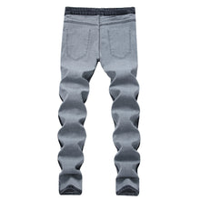 Load image into Gallery viewer, Men's  Casual Light Gray Elastic Cotton Jeans
