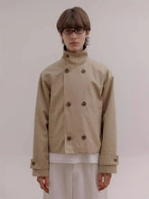 Load image into Gallery viewer, Mauroicardi Khaki Short Trench Coats Man Stand Collar Double Breasted Elegant Chic Luxury Designer Jacket
