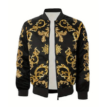 Load image into Gallery viewer, Men's Luxury Baroque Bomber Jacket 3D Printed Gold Graphic
