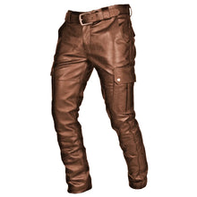Load image into Gallery viewer, Rock Biker Leather Pants Male Casual American PU Trouser Without Belt
