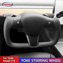 Load image into Gallery viewer, NovaAcc Yoke Steering Wheel For Tesla Model Y 3 2017 2018 2019 2020 2021 2022 2023 Heating Black Nappa Suede Car Accessories
