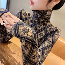 Load image into Gallery viewer, Women's Turtleneck Argyle Knit
