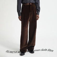 Load image into Gallery viewer, Luxury Men's Brown Velvet Suit Stylish Two-piece(Jacket+Pants) Set with Satin Trim Formal Perfect Blazer for Evening Parties
