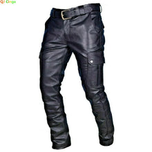 Load image into Gallery viewer, Rock Biker Leather Pants Male Casual American PU Trouser Without Belt
