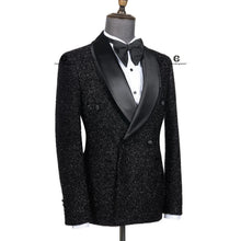 Load image into Gallery viewer, Elegant Luxury Black Shining Tuxedo Double Breasted Suits for Men Jacket Trousers 2 Pieces
