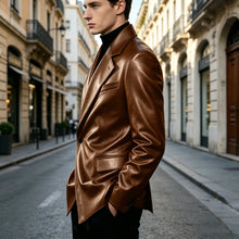 Load image into Gallery viewer, Men's Blazer Slim Fit Faux Leather Suit Jacket
