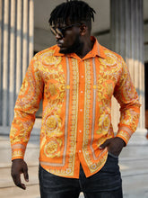 Load image into Gallery viewer, Men's French Long Sleeve Shirt Baroque Pattern High Definition Printed Shirt
