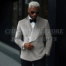Load image into Gallery viewer, Luxury Men's Suits Velvet Double Breasted Shawl Lapel Slim Fit 2 Piece
