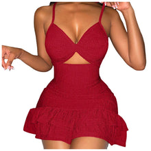 Load image into Gallery viewer, Women's Cut Out Dress Sleevelesss Sexy Spaghetti Strap Ruffles Deep V Neck Street Dress 2025 Summer Night Club Party Dresses
