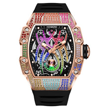 Load image into Gallery viewer, Men&#39;s Automatic Watch Tonneau Luxury Mechanical Wristwatch 5Bar Waterproof Skeleton Crystal Spider Dial &amp; Bezel
